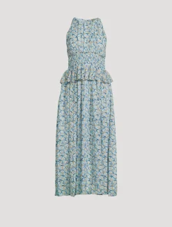 Adeline Printed Silk Midi Dress