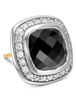 Albion® Stud Earrings In Sterling Silver With Blue Topaz And Diamonds, 7mm