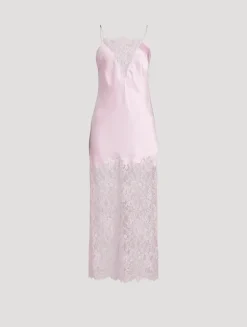 Amarissa Lace-Trimmed Satin Slip Dress