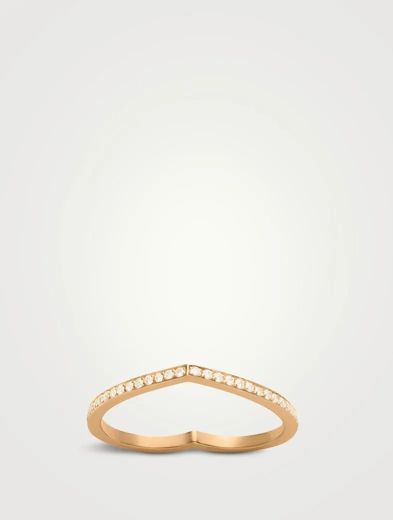 Antifer 18K Rose Gold Heart Ring With Pavé Diamonds