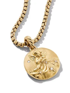 Aquarius Amulet In 18k Yellow Gold With Diamonds