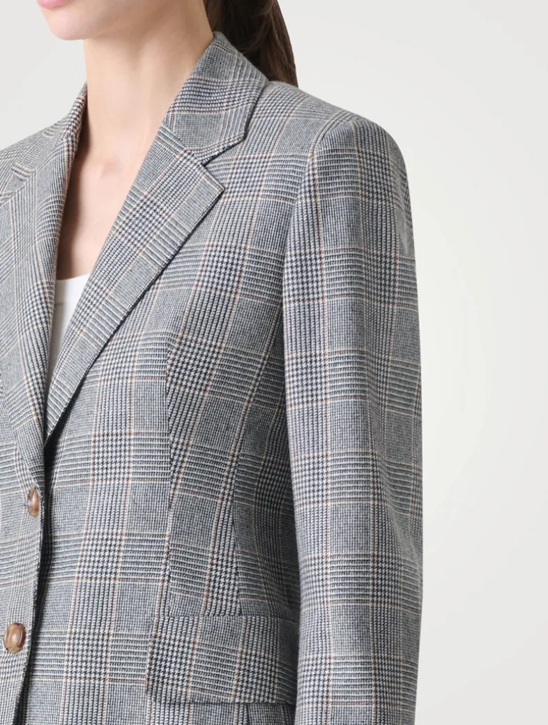 Arie Cashmere Blazer In Prince Of Wales Print
