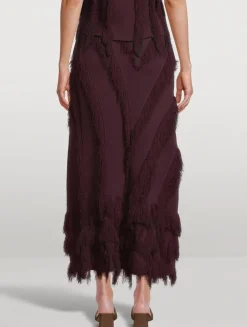 Astrid Fringe Knit Maxi Skirt