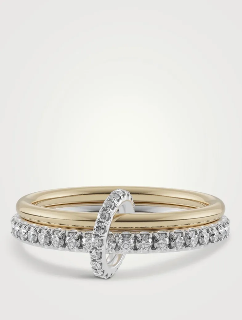 Astrid SG Gris Silver And 18K Gold Ring With Grey Diamonds