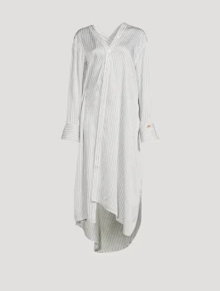Asymmetric Shirt Dress In Stripe Print
