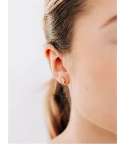 Aztec 14K Gold Lightning Bolt Stud Earring With Diamonds
