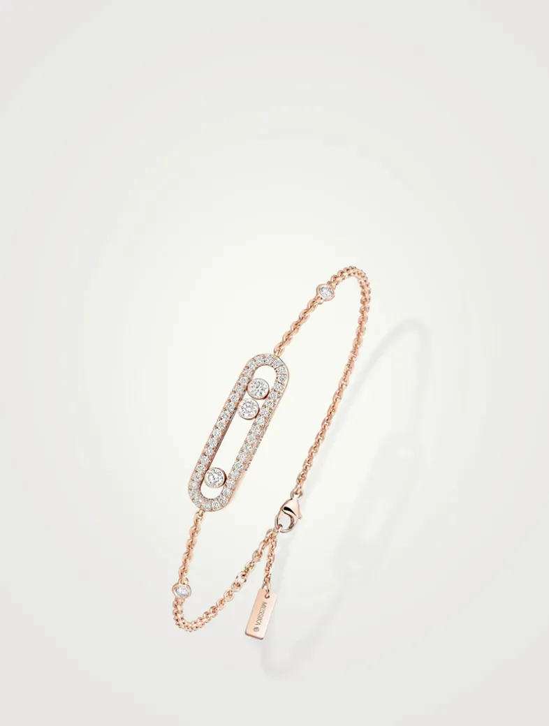 Baby Move 18K White Gold Pavé Bracelet With Diamonds