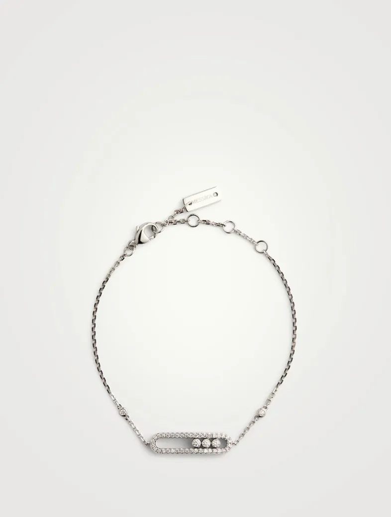 Baby Move 18K White Gold Pavé Bracelet With Diamonds