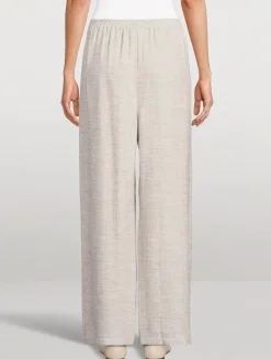 Basketweave Wide-Leg Trousers