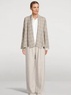 Basketweave Wide-Leg Trousers