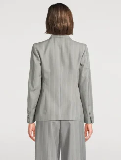 Beaura Double-Breasted Blazer In Stripe Print