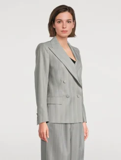 Beaura Double-Breasted Blazer In Stripe Print