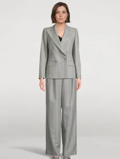 Beaura Double-Breasted Blazer In Stripe Print