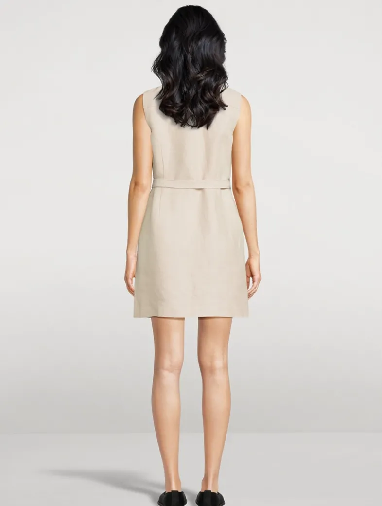 Belted Basket-Weave Linen Shirt Dress