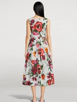 Belted Poplin Dress In Floral Print