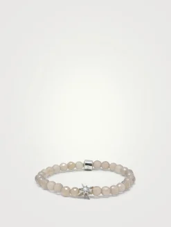 Bohème Silver Faceted Gray Agate Bracelet With Starburst Charm