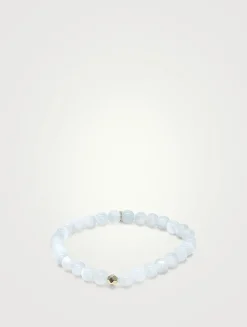 Bohème Smooth Moonstone Beaded Bracelet With Gold Rock Bead