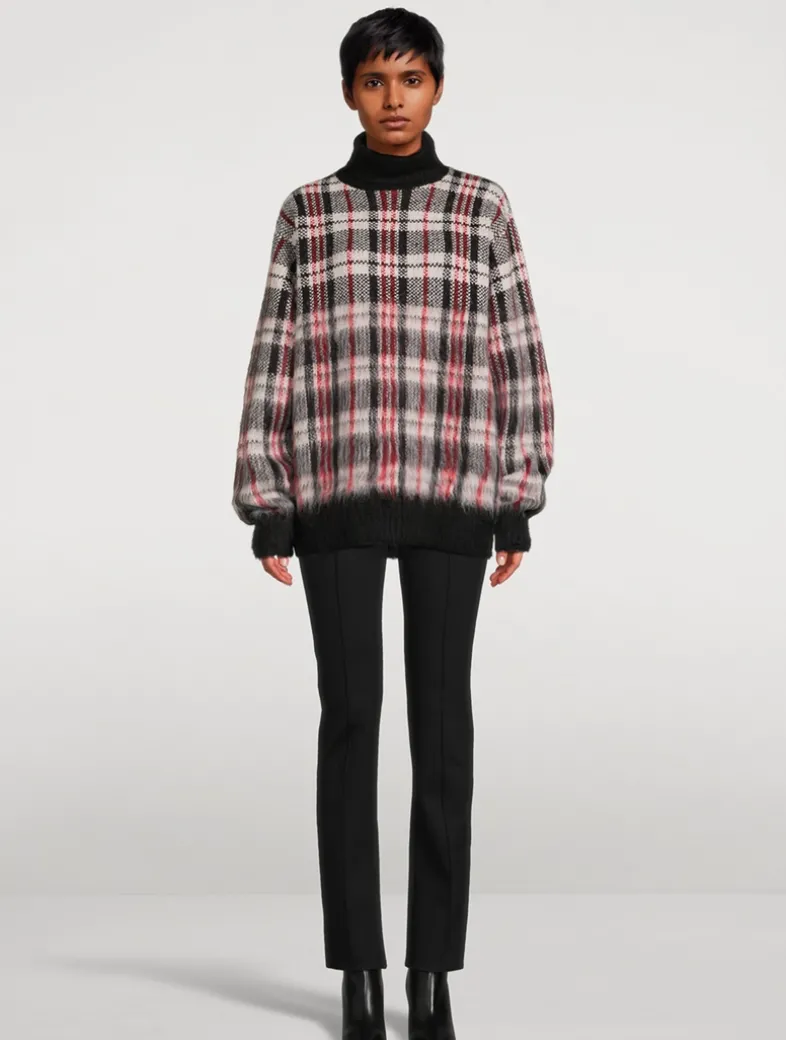 Brushed Plaid Turtleneck Sweater