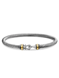 Buckle Bracelet In Sterling Silver With 18k Yellow Gold