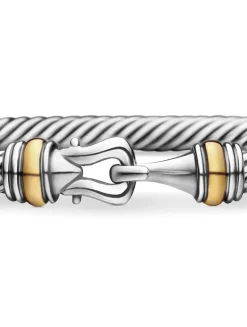 Buckle Bracelet In Sterling Silver With 18k Yellow Gold