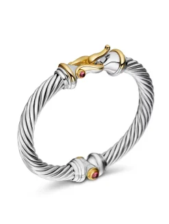 Buckle Bracelet In Sterling Silver With 18k Yellow Gold And Rhodolite Garnets