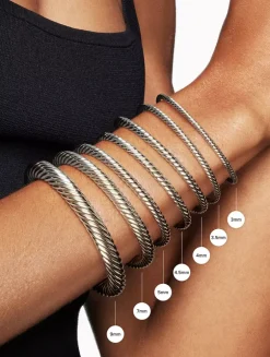 Buckle Classic Cable Bracelet In Sterling Silver With 14k Yellow Gold, 7mm
