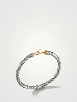 Buckle Classic Cable Bracelet In Sterling Silver With 14k Yellow Gold, 5mm