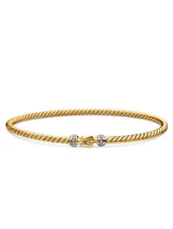 Buckle Classic Cable Bracelet In 18k Yellow Gold With Diamonds, 2.6mm