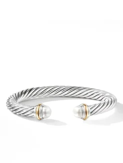Cable Classics Bracelet In Sterling Silver With Prasiolite And 14k Yellow Gold