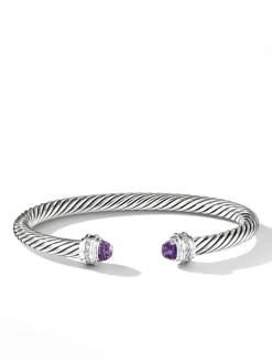 Cable Classics Bracelet In Sterling Silver With Prasiolite And Pavé Diamonds