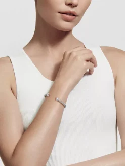 Cable Classics Bracelet In Sterling Silver With Morganite And Pavé Diamonds