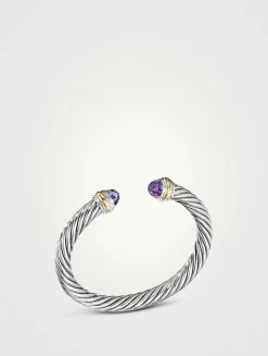 Cable Classics Bracelet In Sterling Silver With Amethyst And 14k Yellow Gold