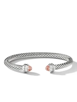Cable Classics Bracelet In Sterling Silver With Pearls And Pavé Diamonds