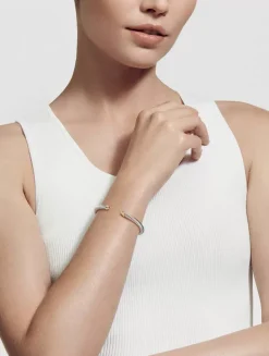 Cable Classics Bracelet In Sterling Silver With 14k Yellow Gold Domes