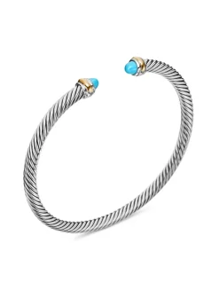 Cable Classics Bracelet In Sterling Silver With Amethyst And 18k Yellow Gold
