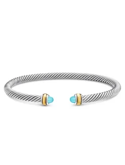 Cable Classics Bracelet In Sterling Silver With Amethyst And 18k Yellow Gold