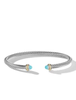 Cable Classics Bracelet In Sterling Silver With Turquoise And 18k Yellow Gold