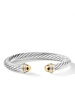 Cable Classics Bracelet In Sterling Silver With 14k Yellow Gold Domes
