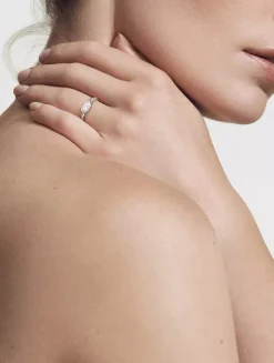 Cable Collectibles® Oval Stack Ring In Sterling Silver With Pavé Diamonds