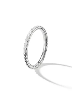 Cable Collectibles® Stack Ring In 18k White Gold With Pavé Diamonds