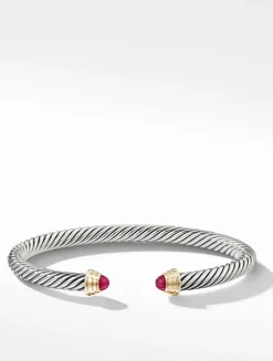 Cable Kids® Bracelet In Sterling Silver With 14k Yellow Gold Domes