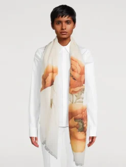 Cashmere Scarf In Anenome Print