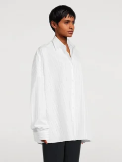 Casia Oversized Poplin Shirt In Stripe Print