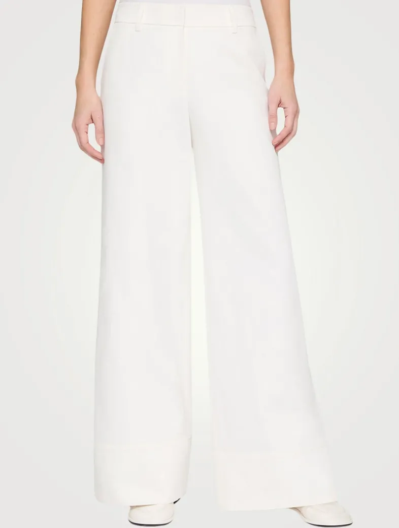 Charles Cotton Twill Wide-Leg Trousers