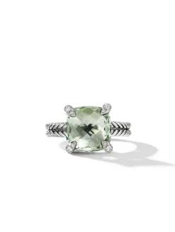 Chatelaine® Ring In Sterling Silver With Prasiolite And Diamonds, 11mm