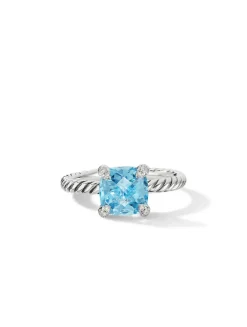 Chatelaine® Ring In Sterling Silver With Prasiolite And Pavé Diamonds