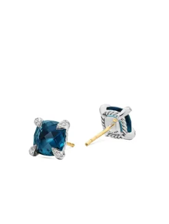 Chatelaine® Stud Earrings In Sterling Silver With Prasiolite And Diamonds, 9mm