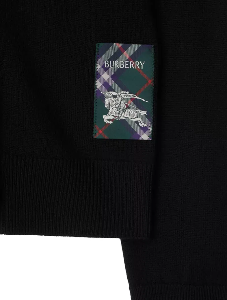 Check Label Wool Cardigan