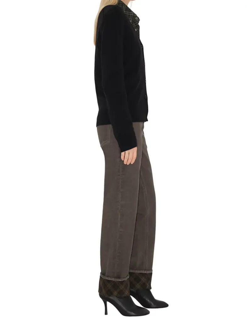 Check Label Wool Cardigan