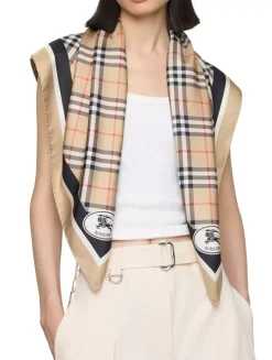 Check Silk Scarf